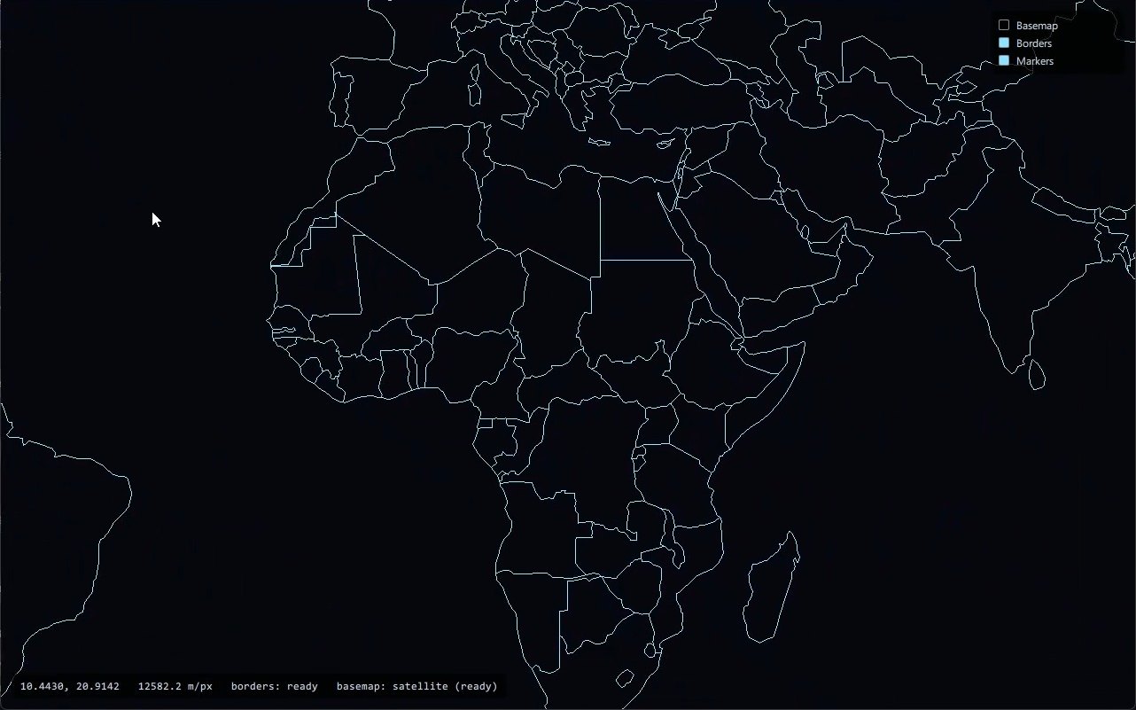 Country borders drawn as lines over a dark background